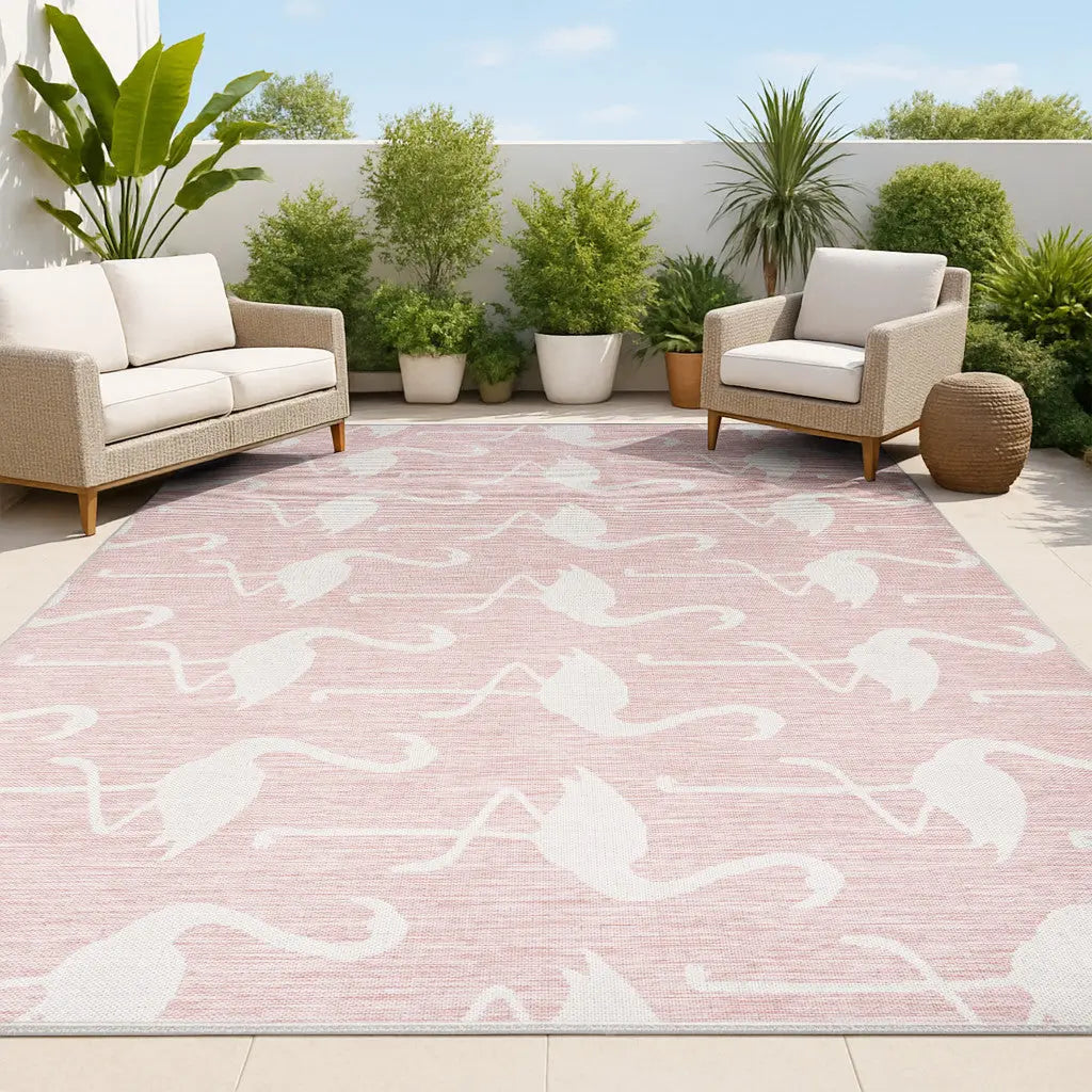 3' X 5' Pink And Cream Animal Print Indoor Outdoor Area Rug Homeroots Outdoor