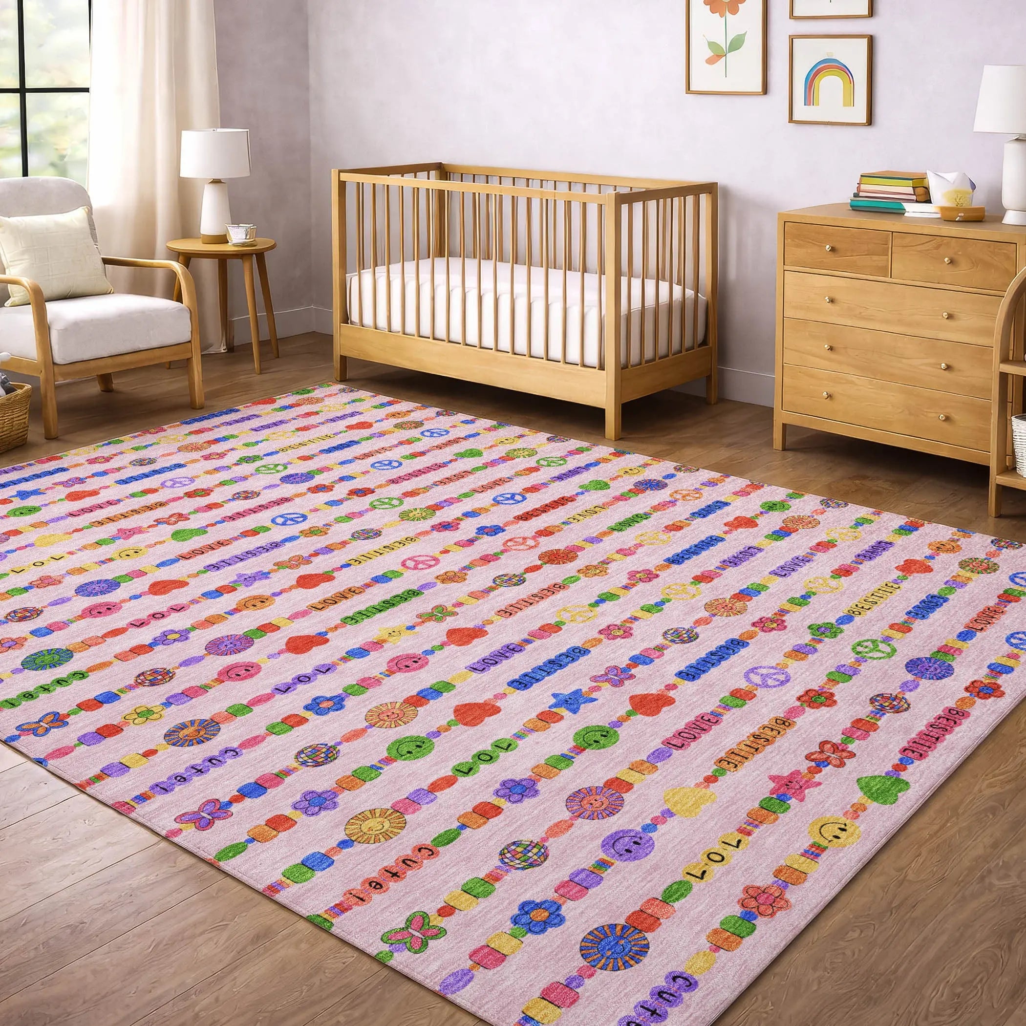 3' X 5' Pink And Fern Green Geometric Washable Indoor Outdoor Area Rug Homeroots Outdoor