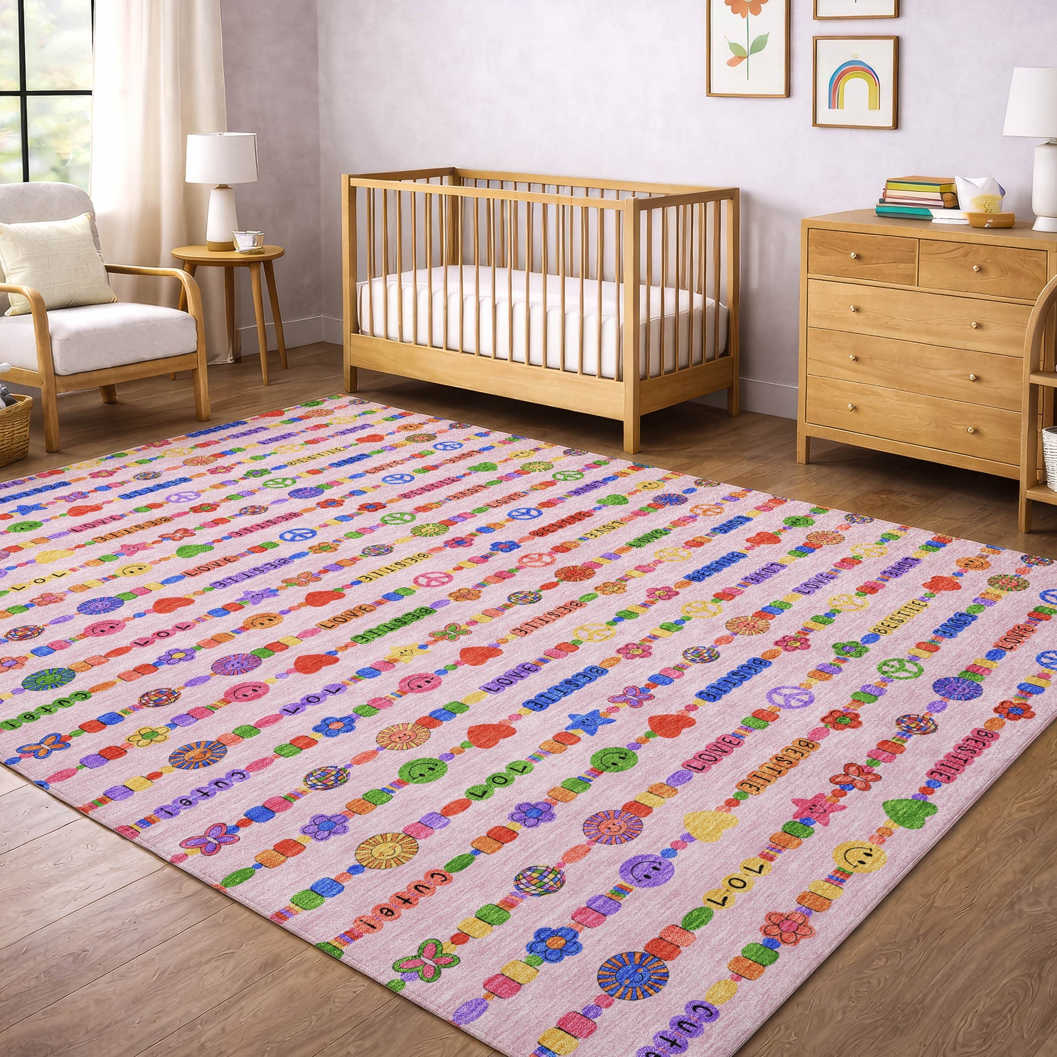 3' X 5' Pink And Fern Green Geometric Washable Indoor Outdoor Area Rug Homeroots Outdoor