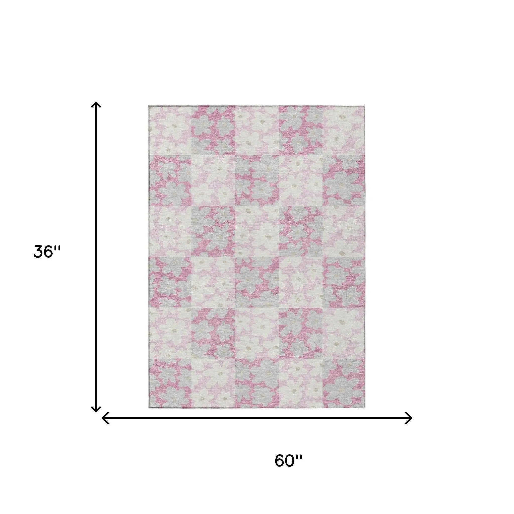 3' X 5' Pink And Gray Floral Washable Indoor Outdoor Area Rug Homeroots Outdoor