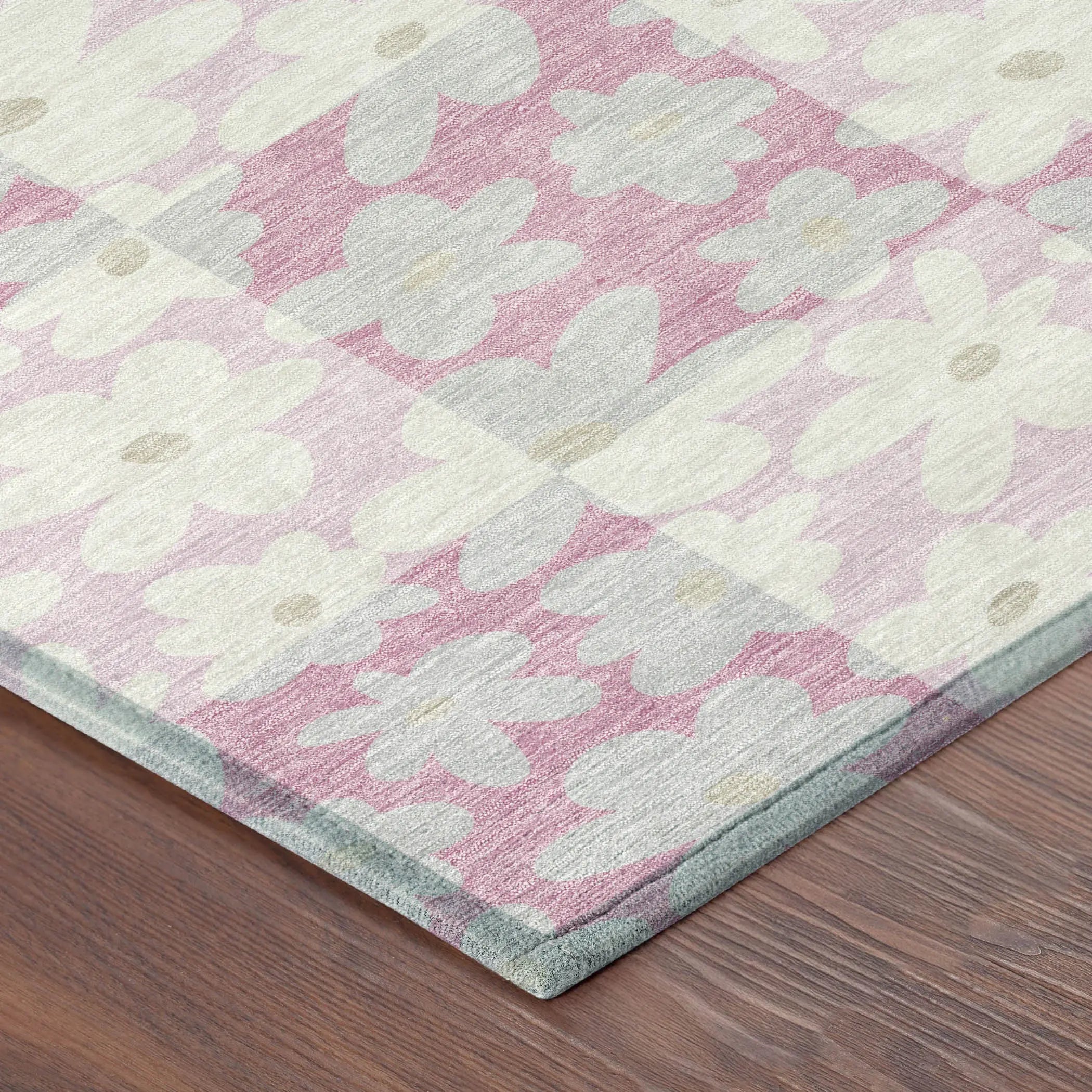 3' X 5' Pink And Gray Floral Washable Indoor Outdoor Area Rug Homeroots Outdoor