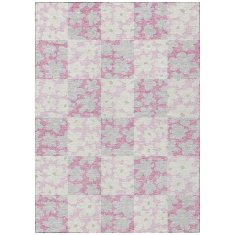 3' X 5' Pink And Gray Floral Washable Indoor Outdoor Area Rug Homeroots Outdoor