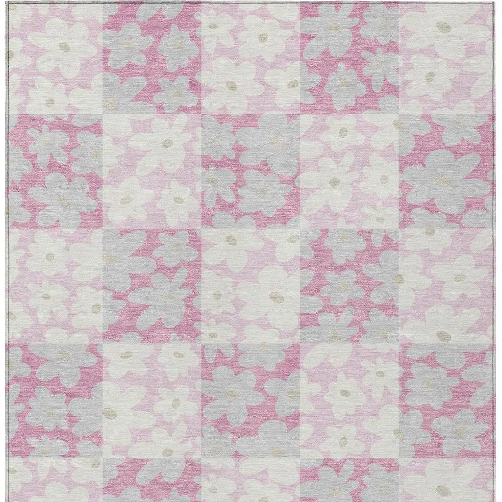 3' X 5' Pink And Gray Floral Washable Indoor Outdoor Area Rug Homeroots Outdoor