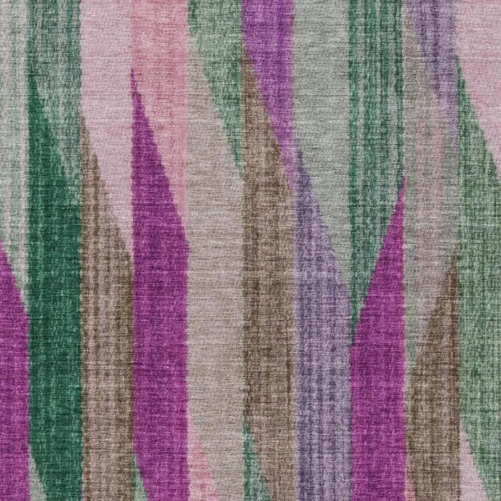 3' X 5' Pink And Green Striped Washable Indoor Outdoor Area Rug Homeroots Outdoor