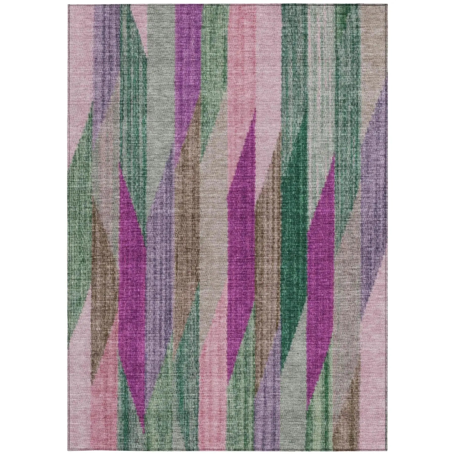 3' X 5' Pink And Green Striped Washable Indoor Outdoor Area Rug Homeroots Outdoor