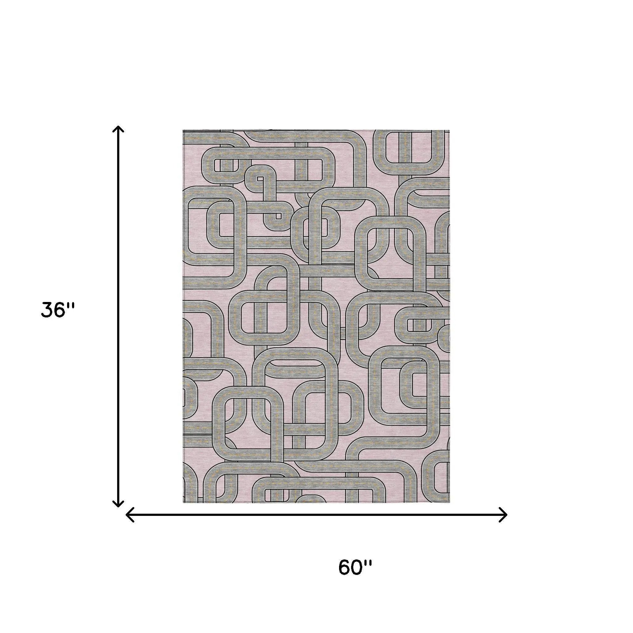 3' X 5' Pink And Pewter Geometric Washable Indoor Outdoor Area Rug Homeroots Outdoor