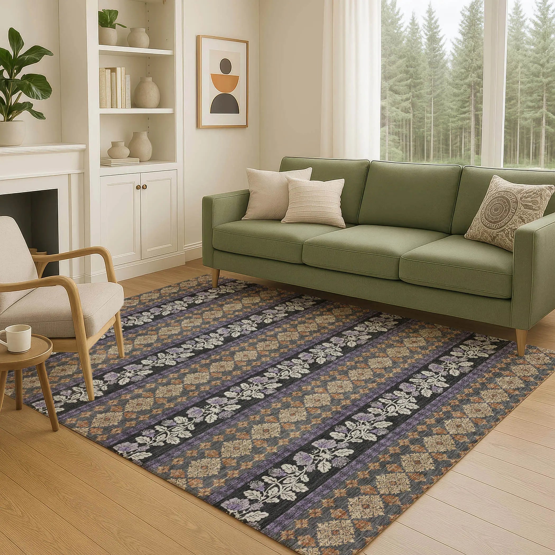 3' X 5' Plum And Copper Striped Washable Indoor Outdoor Area Rug Homeroots Outdoor