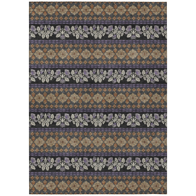 3' X 5' Plum And Copper Striped Washable Indoor Outdoor Area Rug Homeroots Outdoor