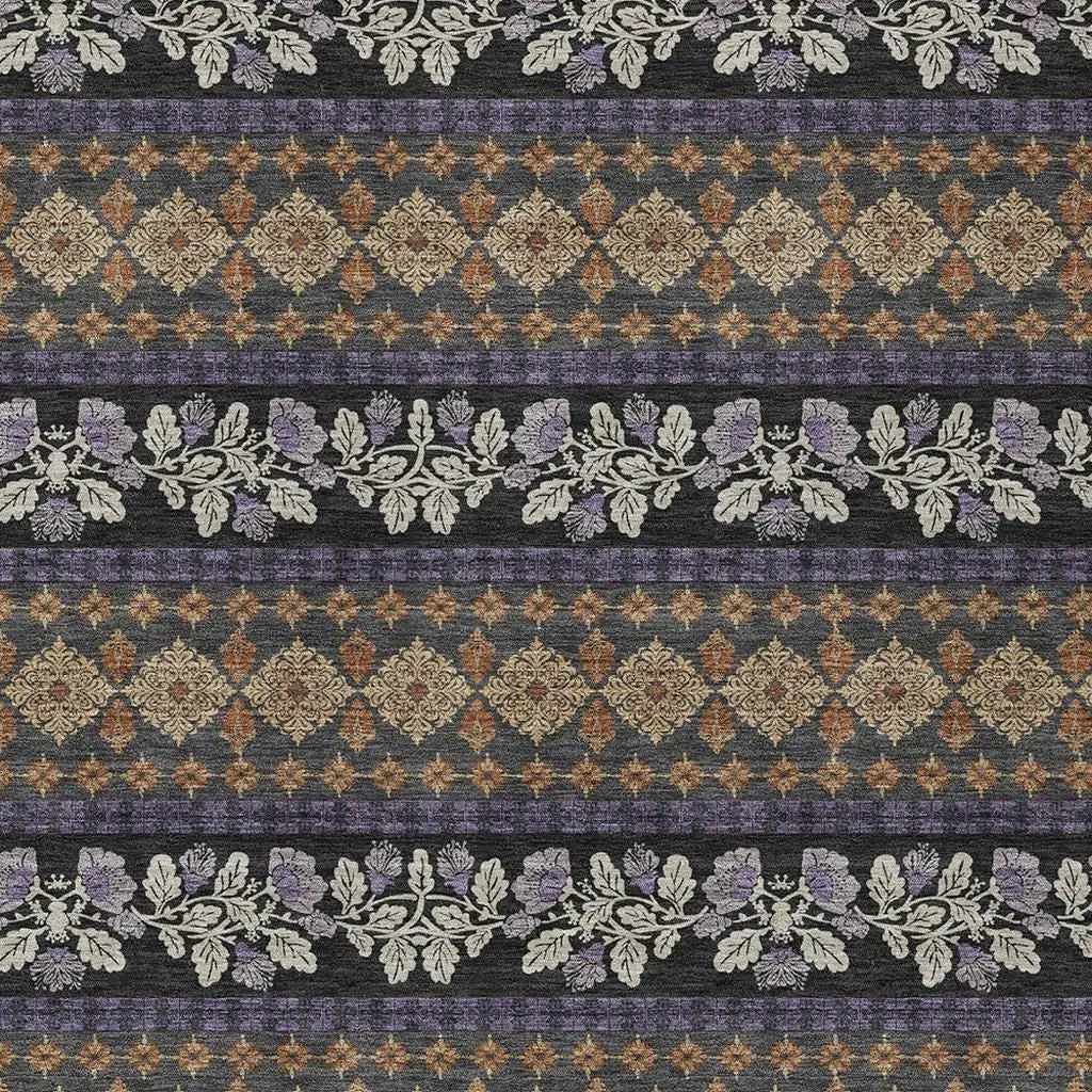 3' X 5' Plum And Copper Striped Washable Indoor Outdoor Area Rug Homeroots Outdoor