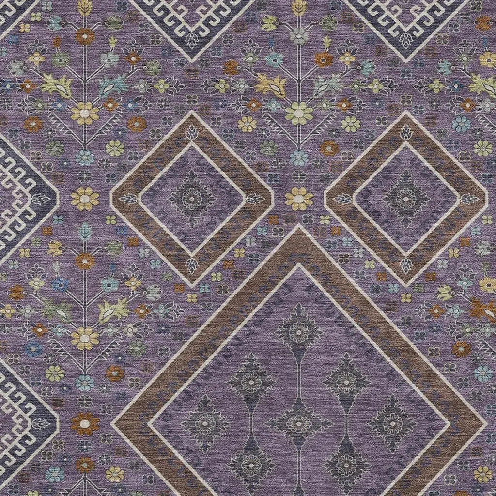 3' X 5' Plum And Eggplant Medallion Washable Indoor Outdoor Area Rug Homeroots Outdoor