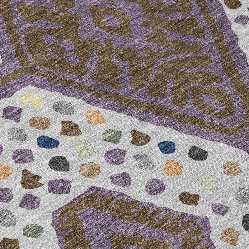 3' X 5' Plum And Eggplant Tribal Washable Indoor Outdoor Area Rug Homeroots Outdoor