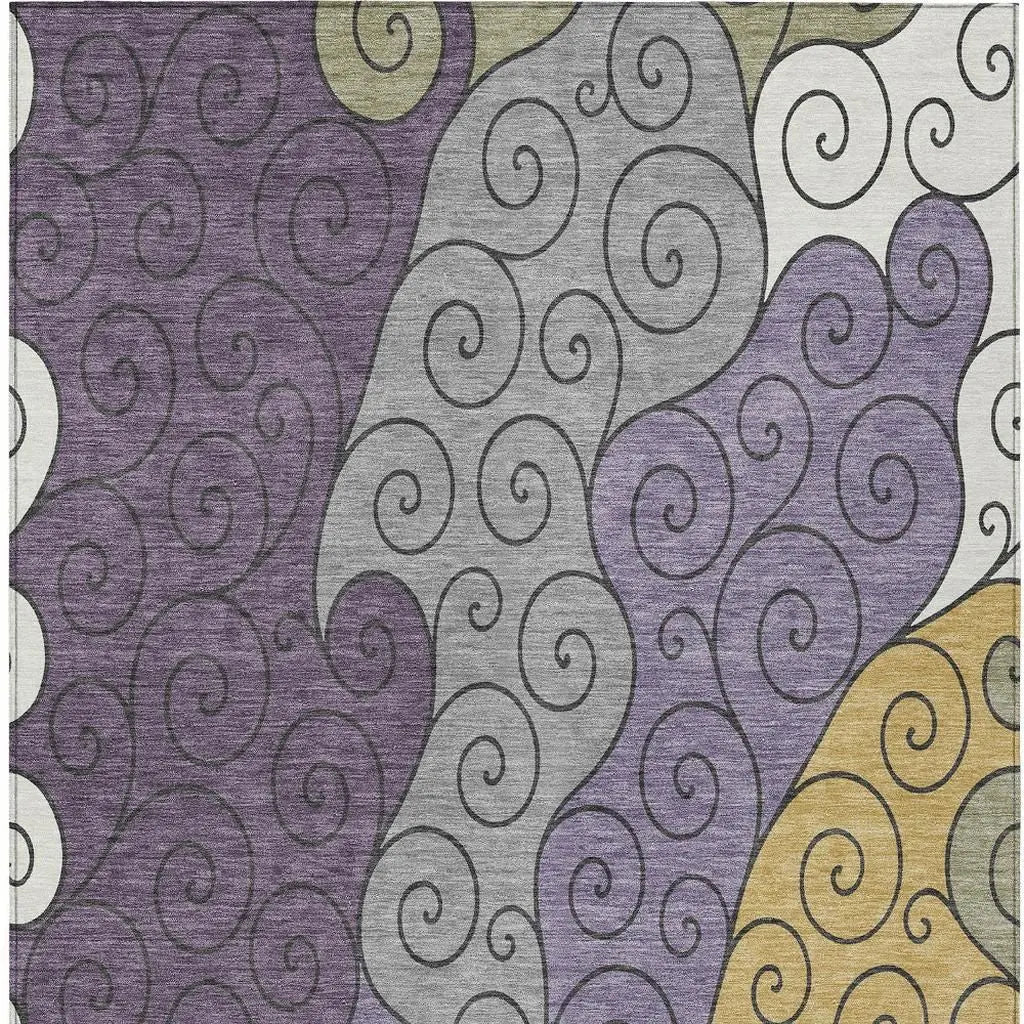3' X 5' Plum And Gray Abstract Washable Indoor Outdoor Area Rug Homeroots Outdoor
