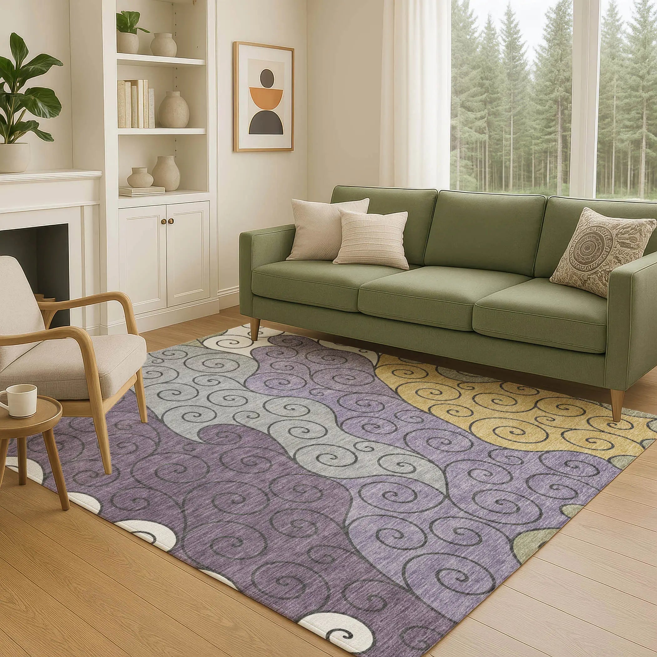 3' X 5' Plum And Gray Abstract Washable Indoor Outdoor Area Rug Homeroots Outdoor