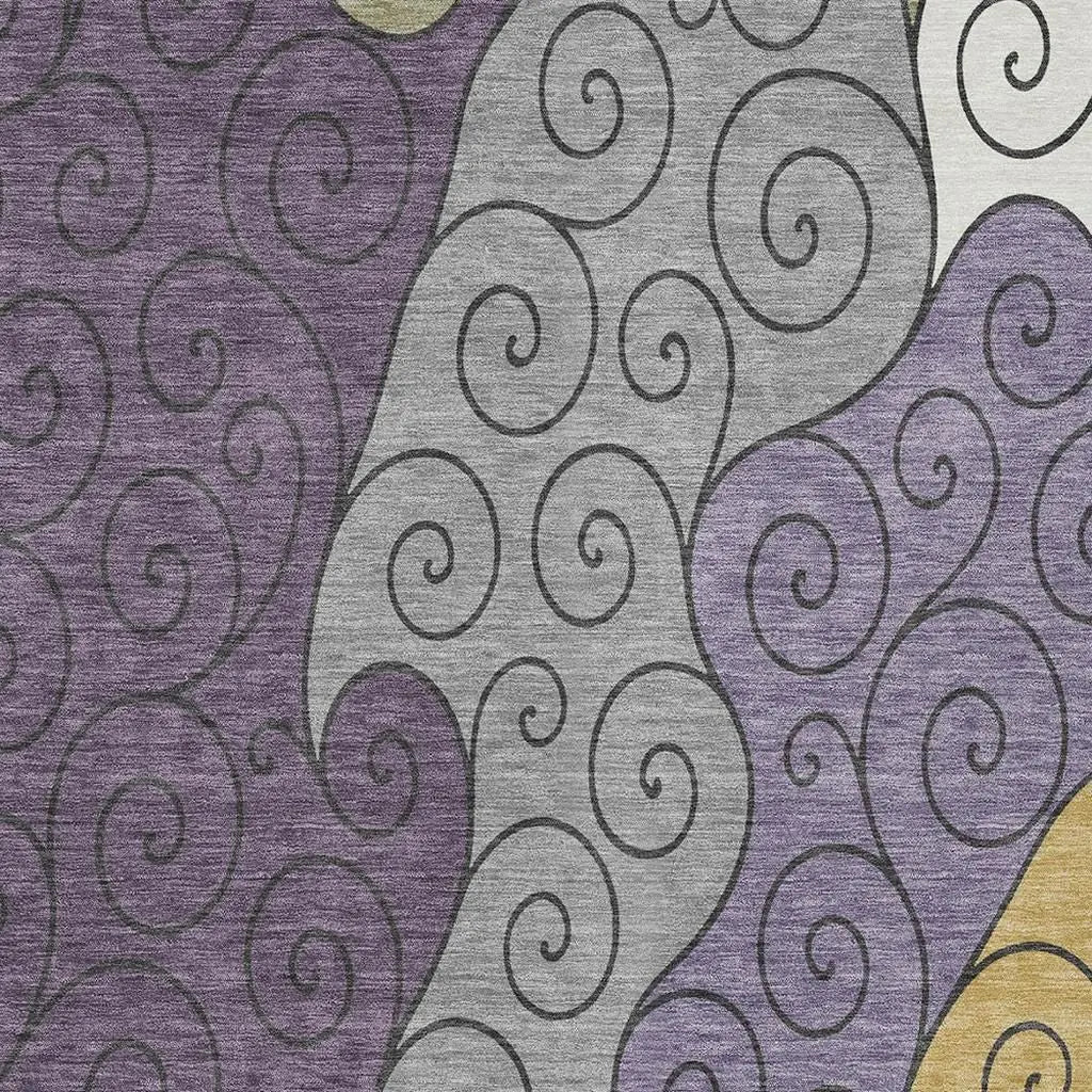 3' X 5' Plum And Gray Abstract Washable Indoor Outdoor Area Rug Homeroots Outdoor