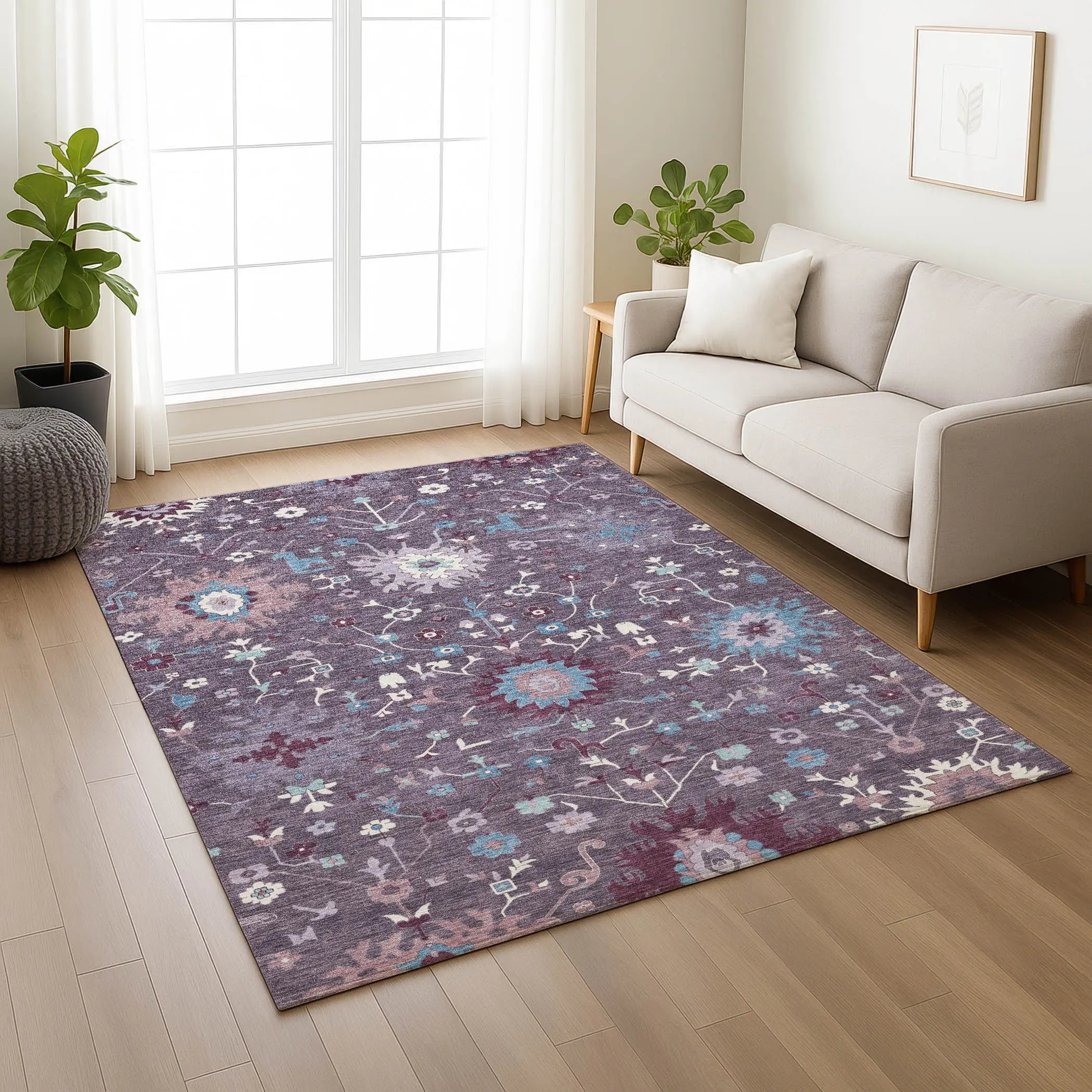 3' X 5' Plum And Lavender Faux Bois Washable Indoor Outdoor Area Rug Homeroots Outdoor