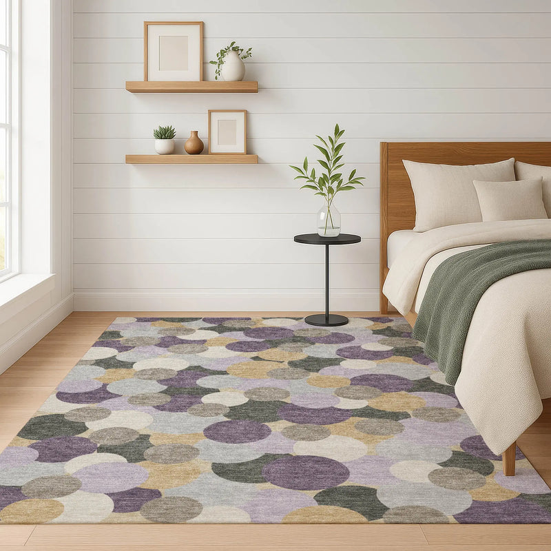 3' X 5' Plum And Lavender Geometric Washable Indoor Outdoor Area Rug Homeroots Outdoor