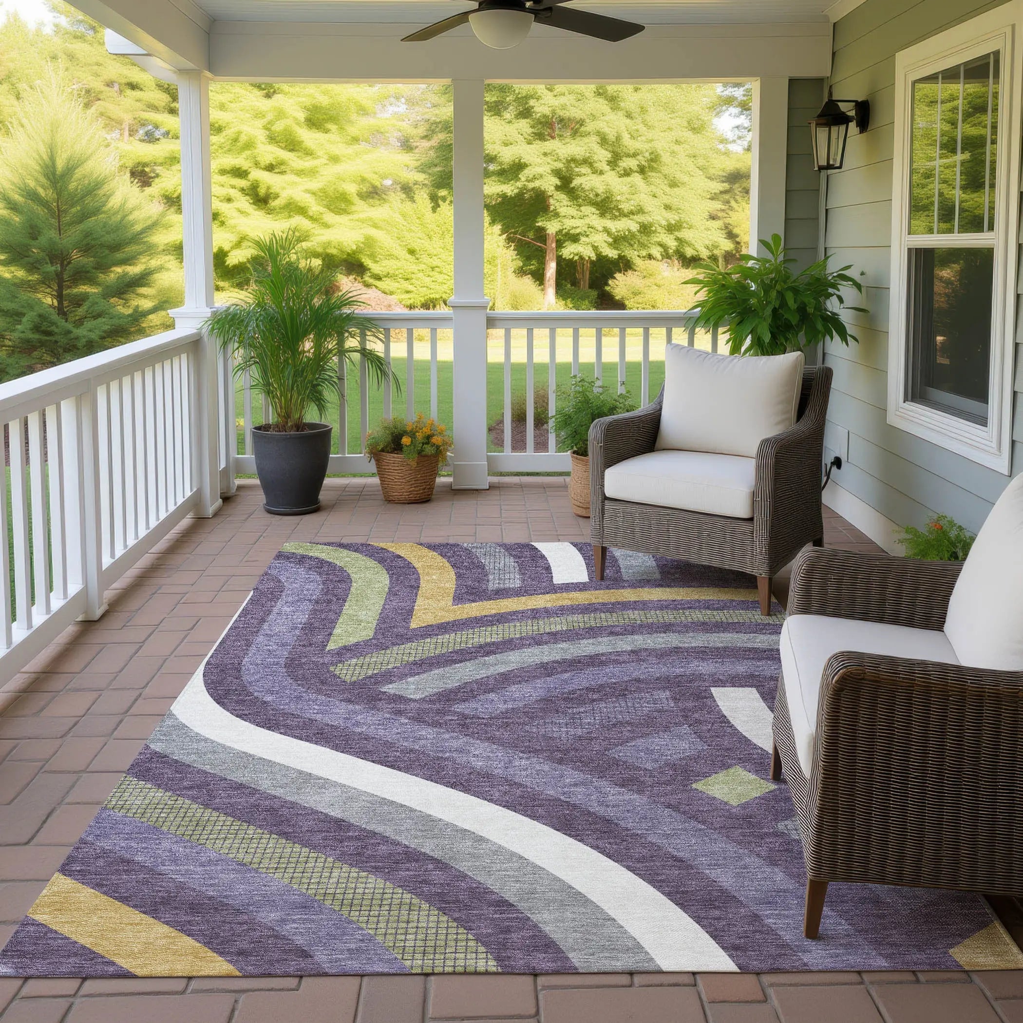3' X 5' Plum And Purple Abstract Washable Indoor Outdoor Area Rug Homeroots Outdoor