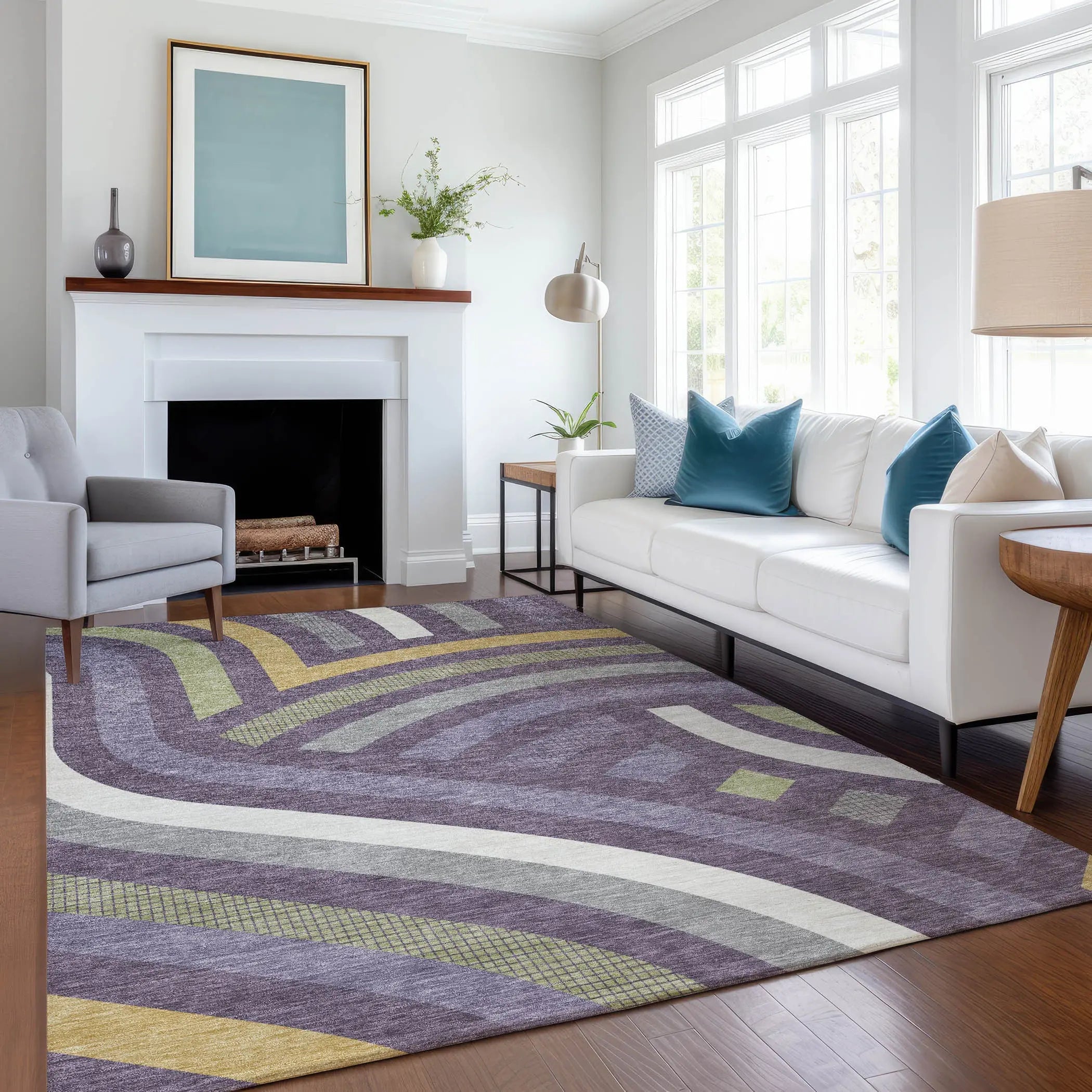 3' X 5' Plum And Purple Abstract Washable Indoor Outdoor Area Rug Homeroots Outdoor