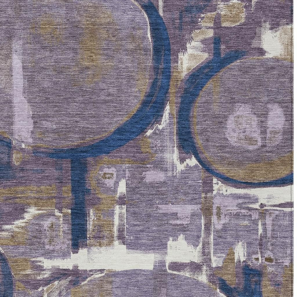 3' X 5' Plum And Purple Abstract Washable Indoor Outdoor Area Rug Homeroots Outdoor
