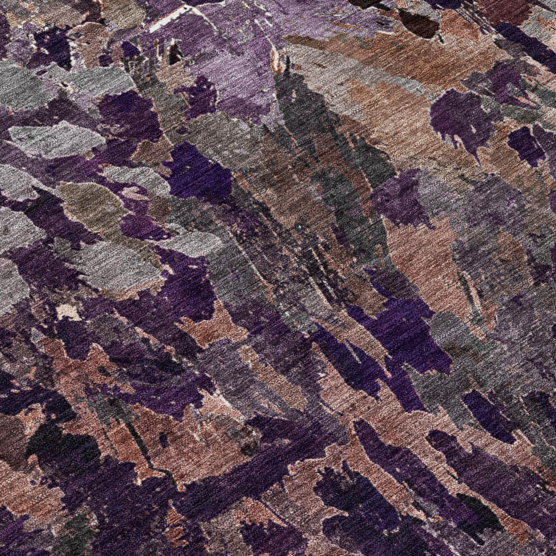 3' X 5' Plum And Purple Abstract Washable Indoor Outdoor Area Rug Homeroots Outdoor