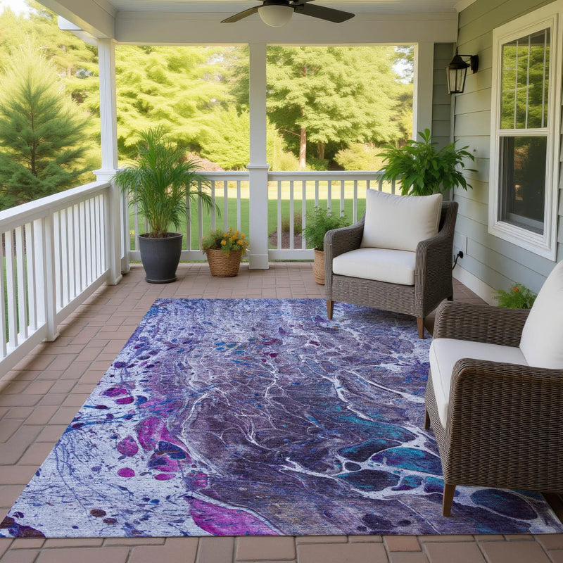 3' X 5' Plum And Purple Abstract Washable Indoor Outdoor Area Rug Homeroots Outdoor