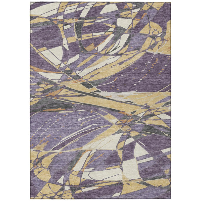 3' X 5' Plum And Purple Abstract Washable Indoor Outdoor Area Rug Homeroots Outdoor
