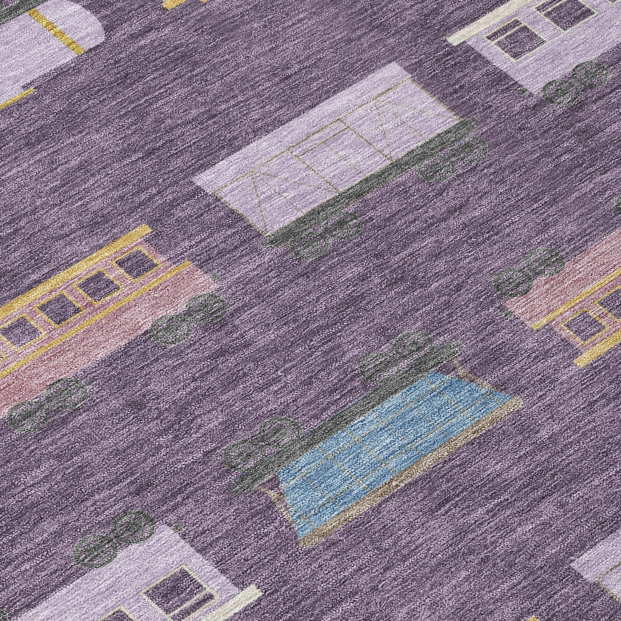 3' X 5' Plum And Purple Abstract Washable Indoor Outdoor Area Rug Homeroots Outdoor