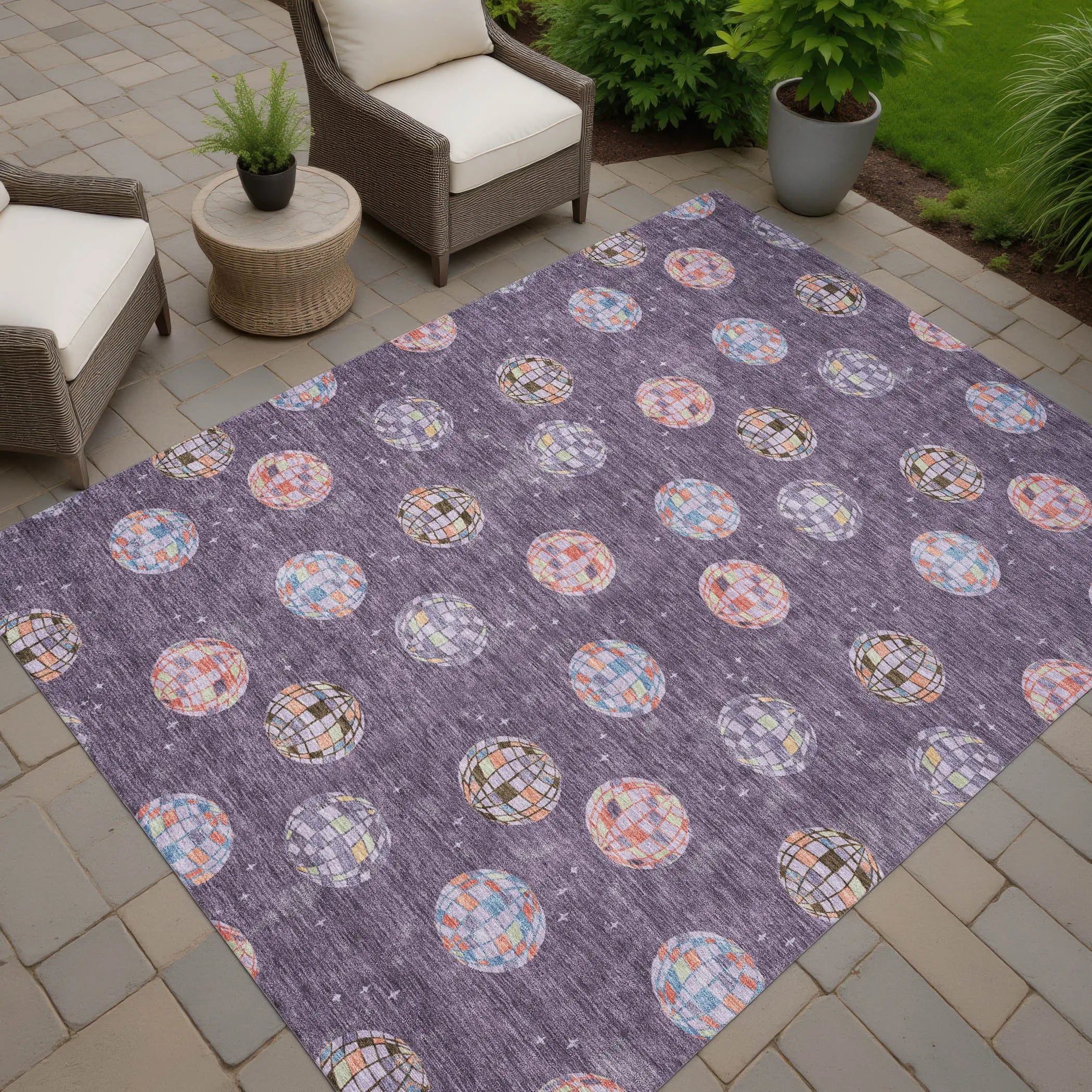 3' X 5' Plum And Purple Geometric Washable Indoor Outdoor Area Rug Homeroots Outdoor