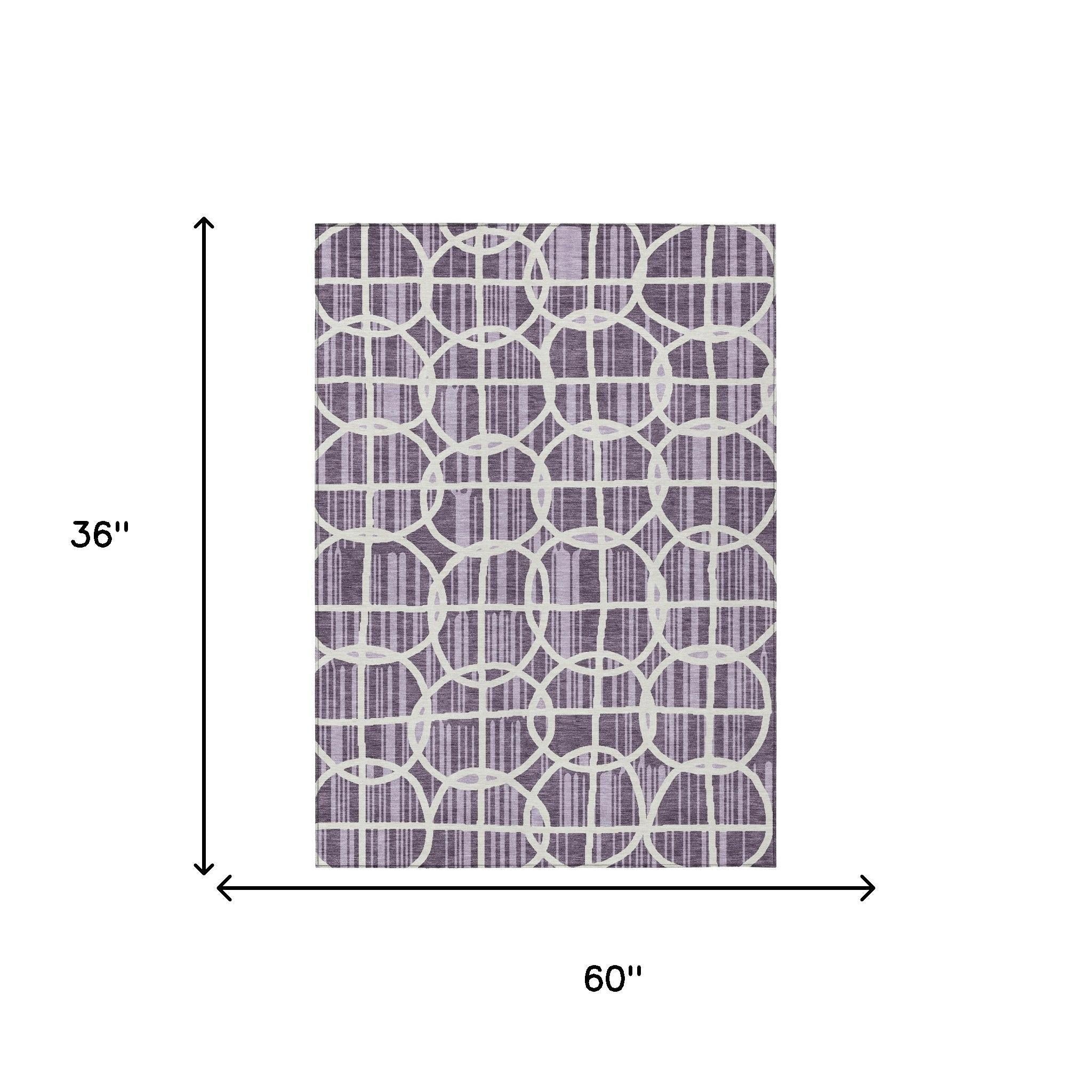 3' X 5' Plum And Purple Geometric Washable Indoor Outdoor Area Rug Homeroots Outdoor
