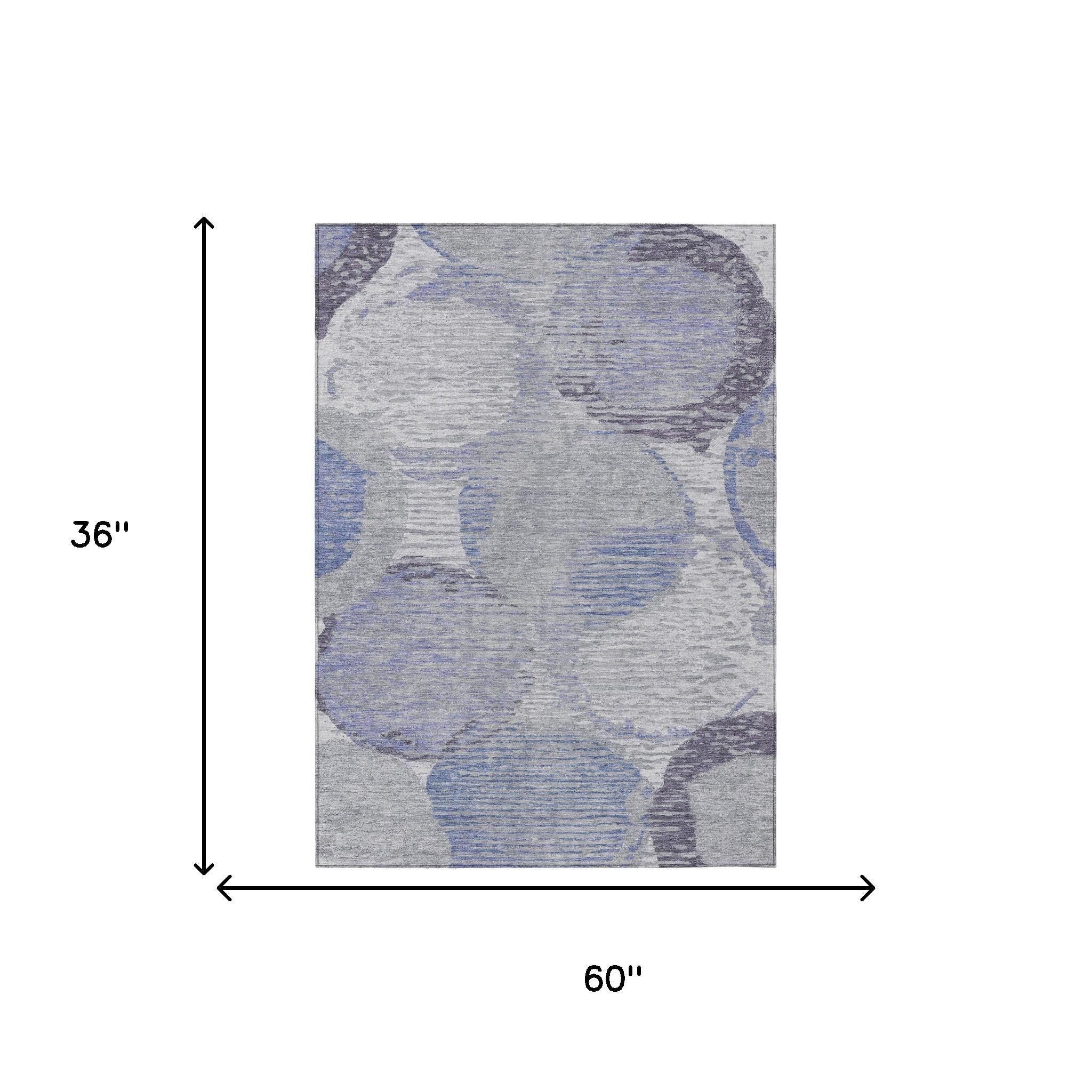 3' X 5' Plum And Purple Geometric Washable Indoor Outdoor Area Rug Homeroots Outdoor