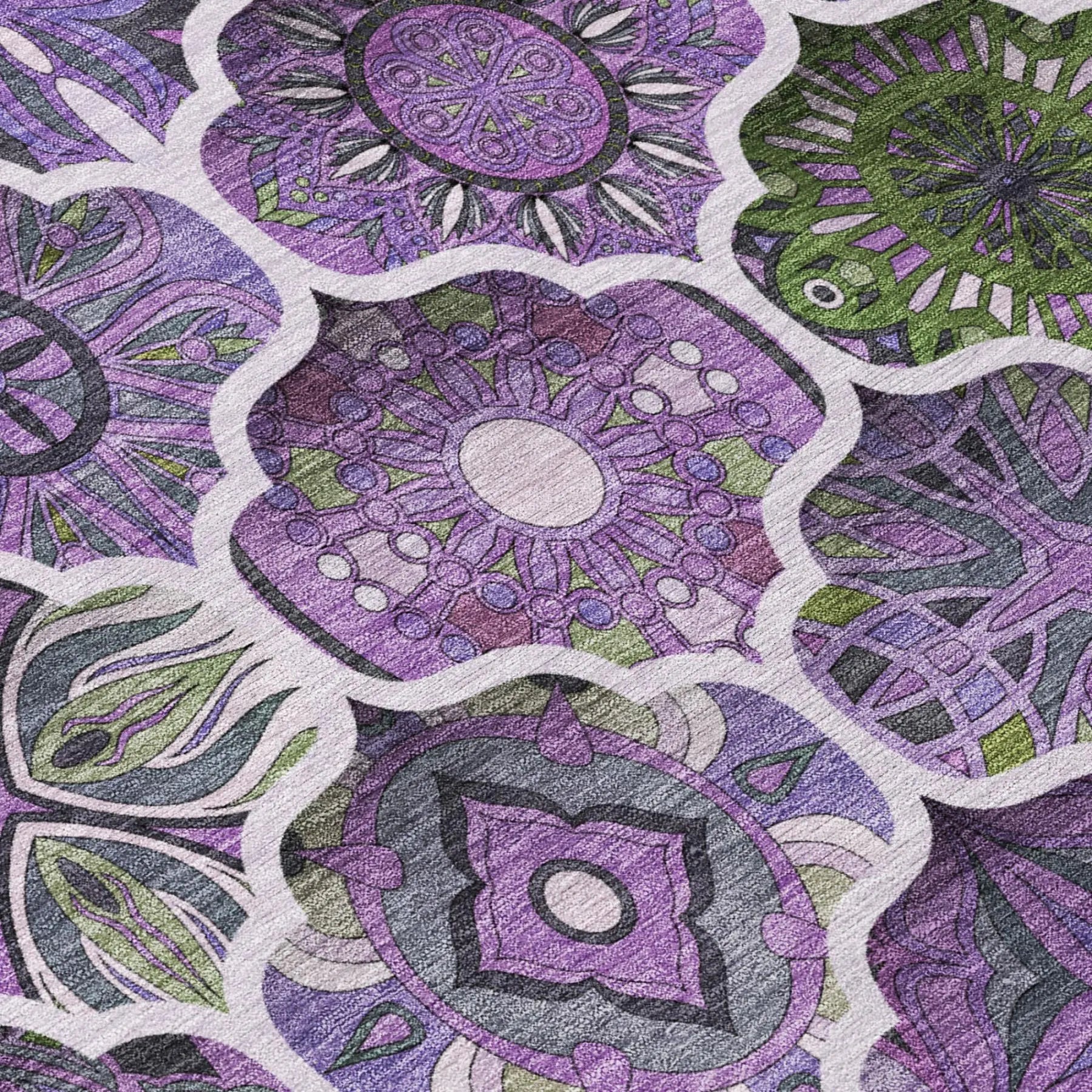 3' X 5' Plum And Purple Ogee Washable Indoor Outdoor Area Rug Homeroots Outdoor