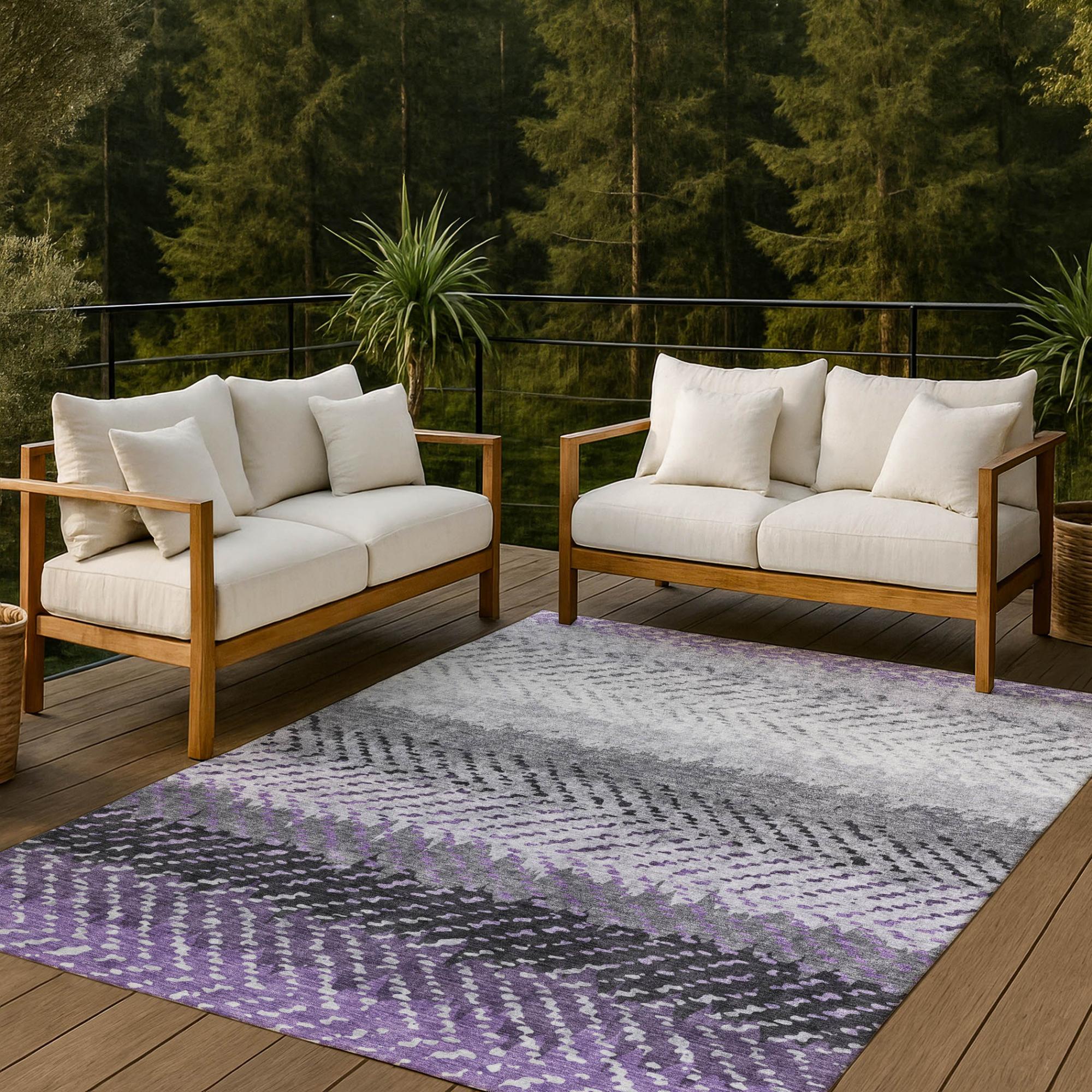 3' X 5' Plum And Purple Striped Washable Indoor Outdoor Area Rug Homeroots Outdoor