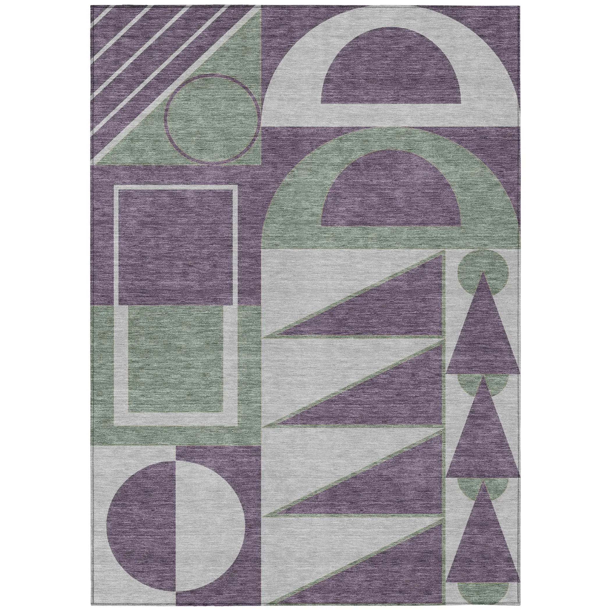 3' X 5' Plum And Silver Geometric Washable Indoor Outdoor Area Rug Homeroots Outdoor