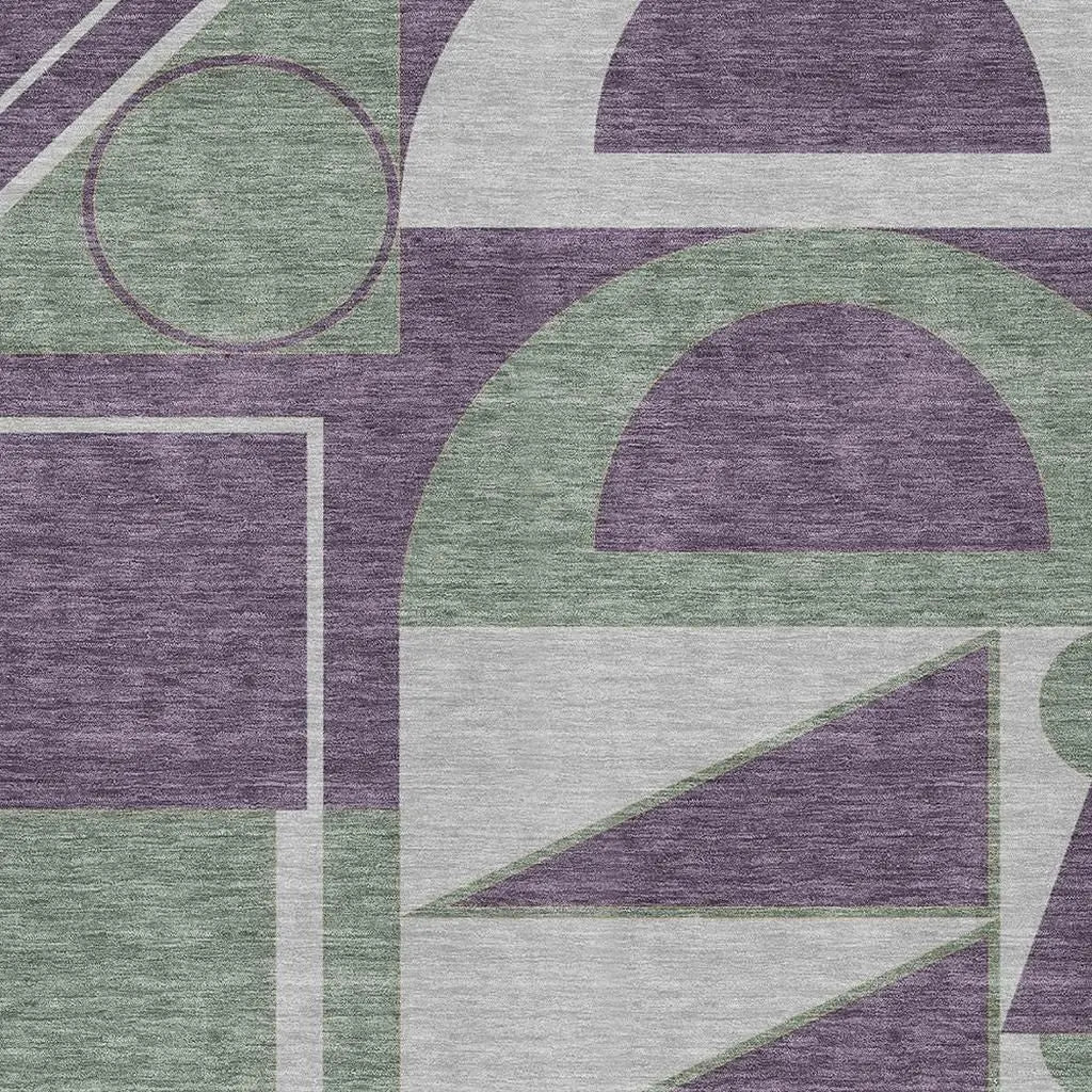 3' X 5' Plum And Silver Geometric Washable Indoor Outdoor Area Rug Homeroots Outdoor