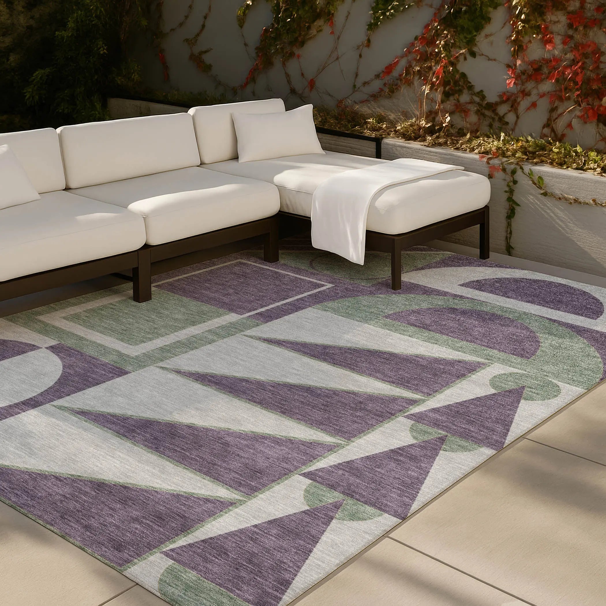 3' X 5' Plum And Silver Geometric Washable Indoor Outdoor Area Rug Homeroots Outdoor