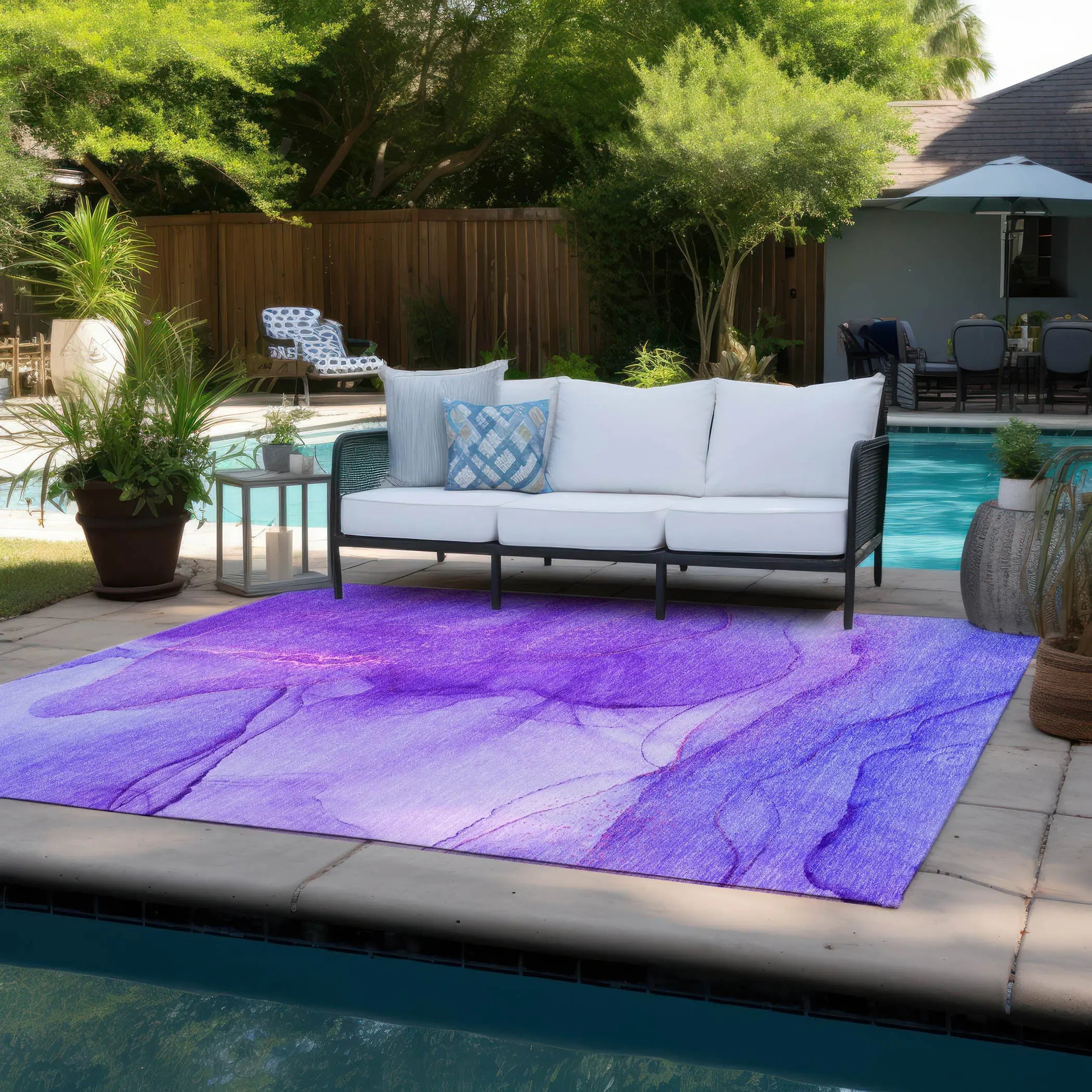 3' X 5' Purple Abstract Washable Non Skid Indoor Outdoor Area Rug Homeroots Outdoor
