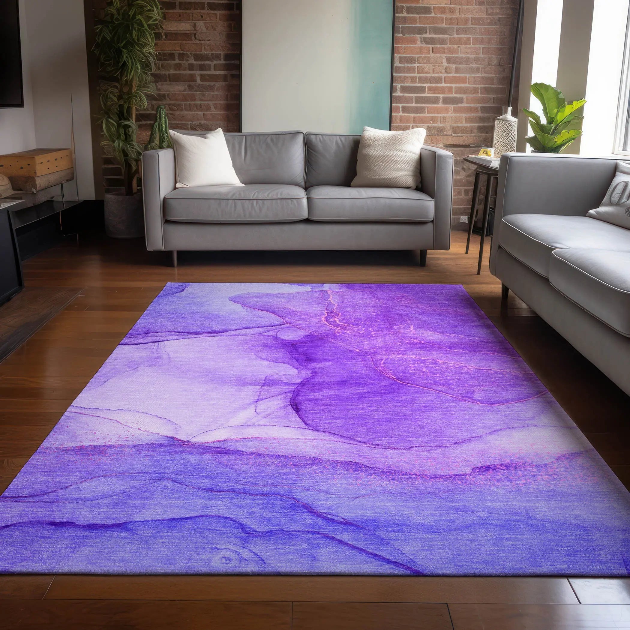 3' X 5' Purple Abstract Washable Non Skid Indoor Outdoor Area Rug Homeroots Outdoor