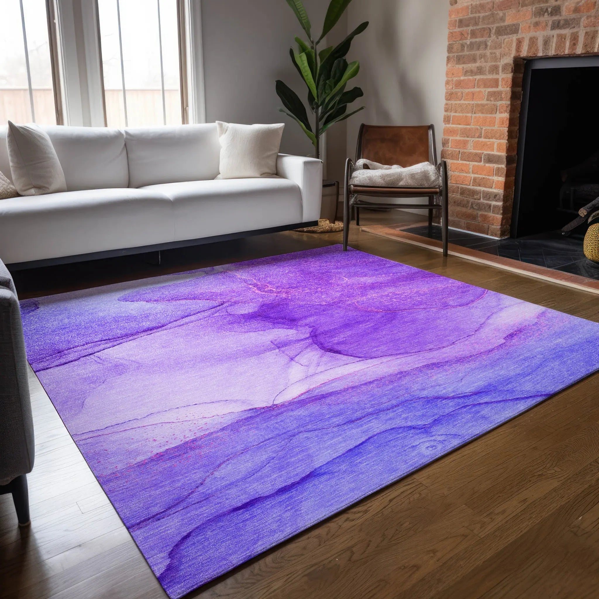3' X 5' Purple Abstract Washable Non Skid Indoor Outdoor Area Rug Homeroots Outdoor