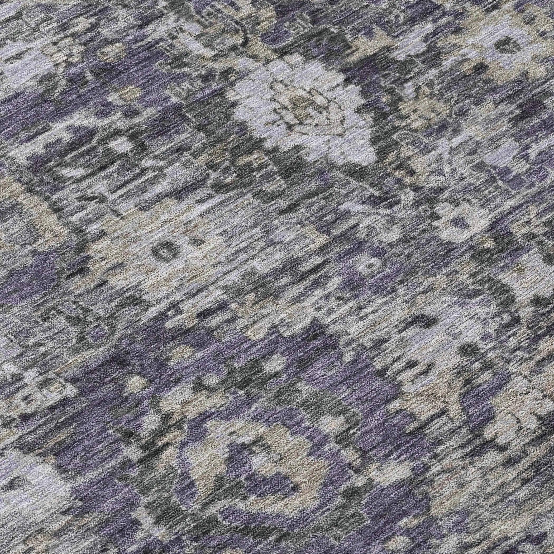 3' X 5' Purple And Gray Floral Washable Indoor Outdoor Area Rug Homeroots Outdoor