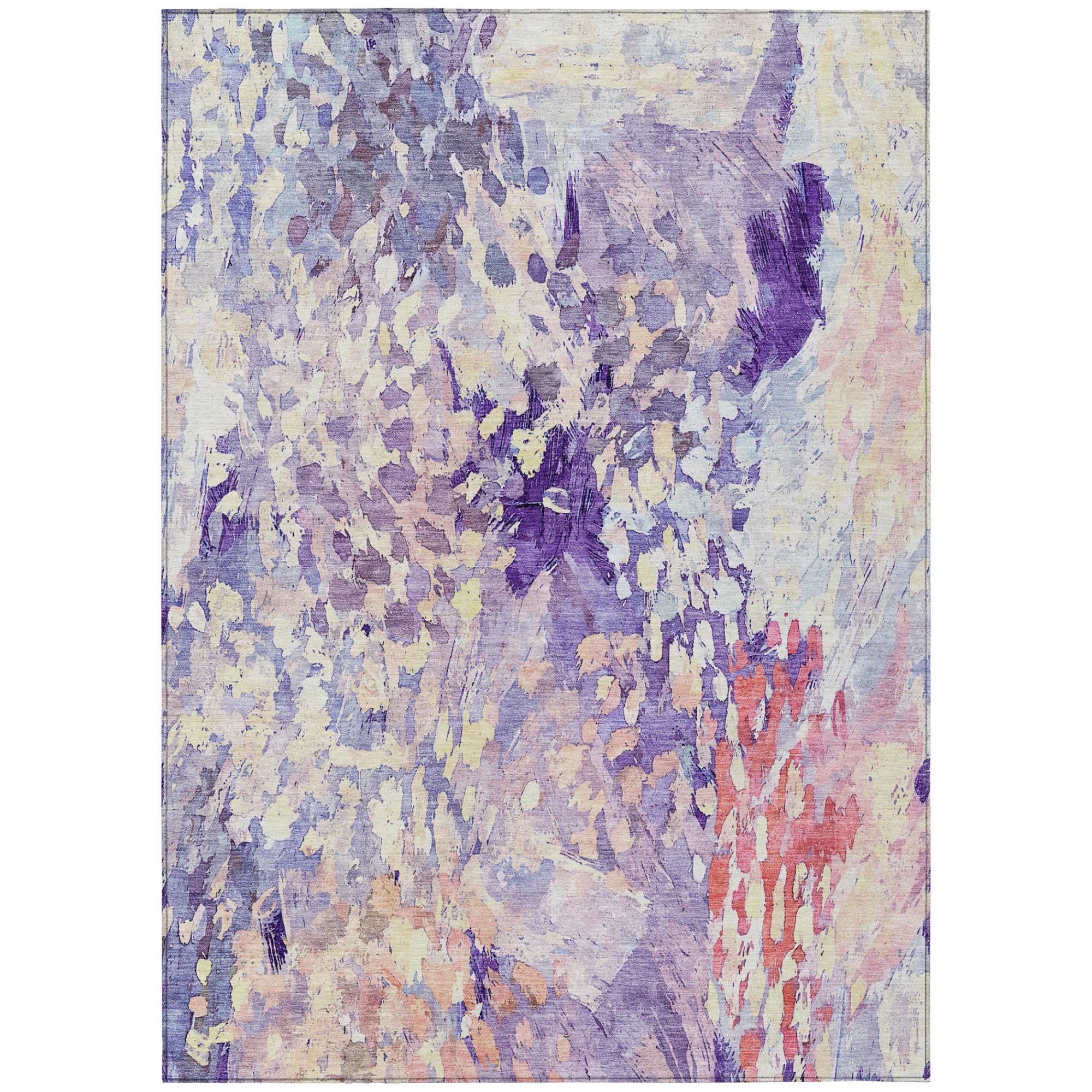 3' X 5' Purple And Lavender Abstract Washable Indoor Outdoor Area Rug Homeroots Outdoor