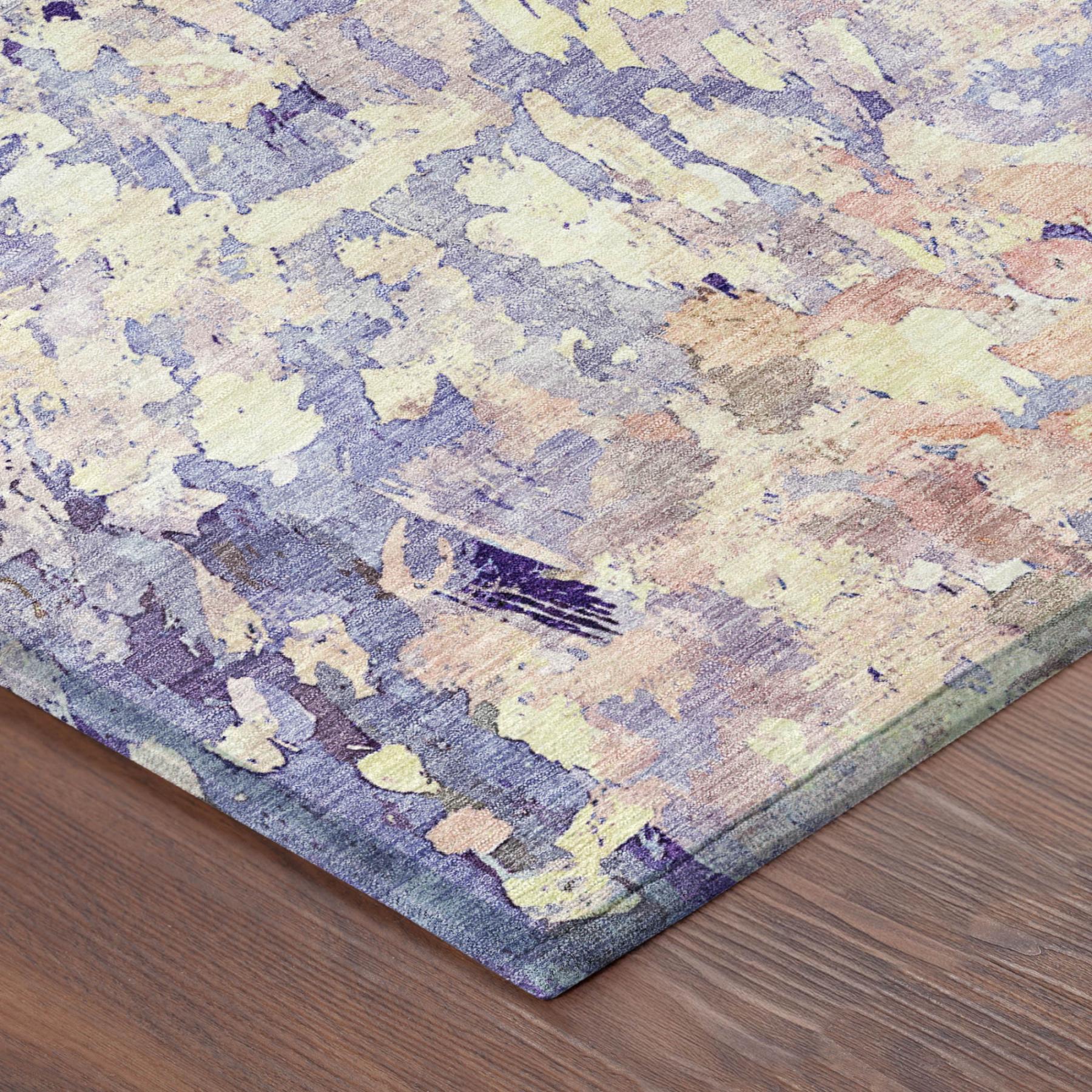 3' X 5' Purple And Lavender Abstract Washable Indoor Outdoor Area Rug Homeroots Outdoor