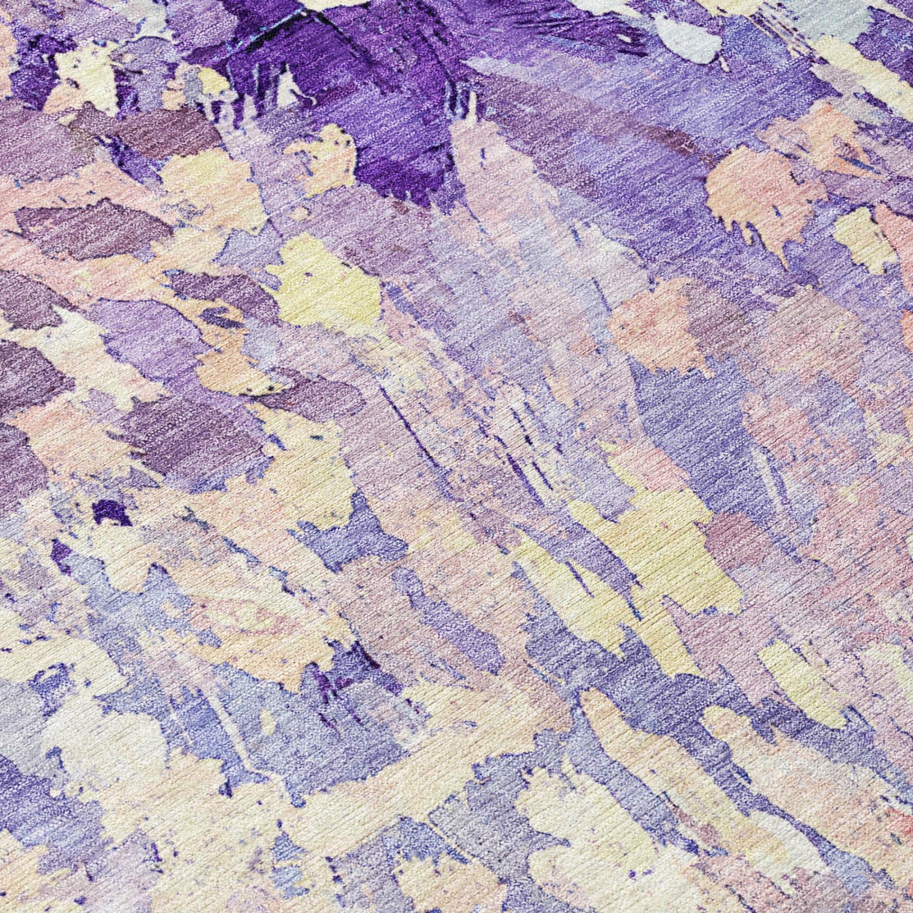 3' X 5' Purple And Lavender Abstract Washable Indoor Outdoor Area Rug Homeroots Outdoor