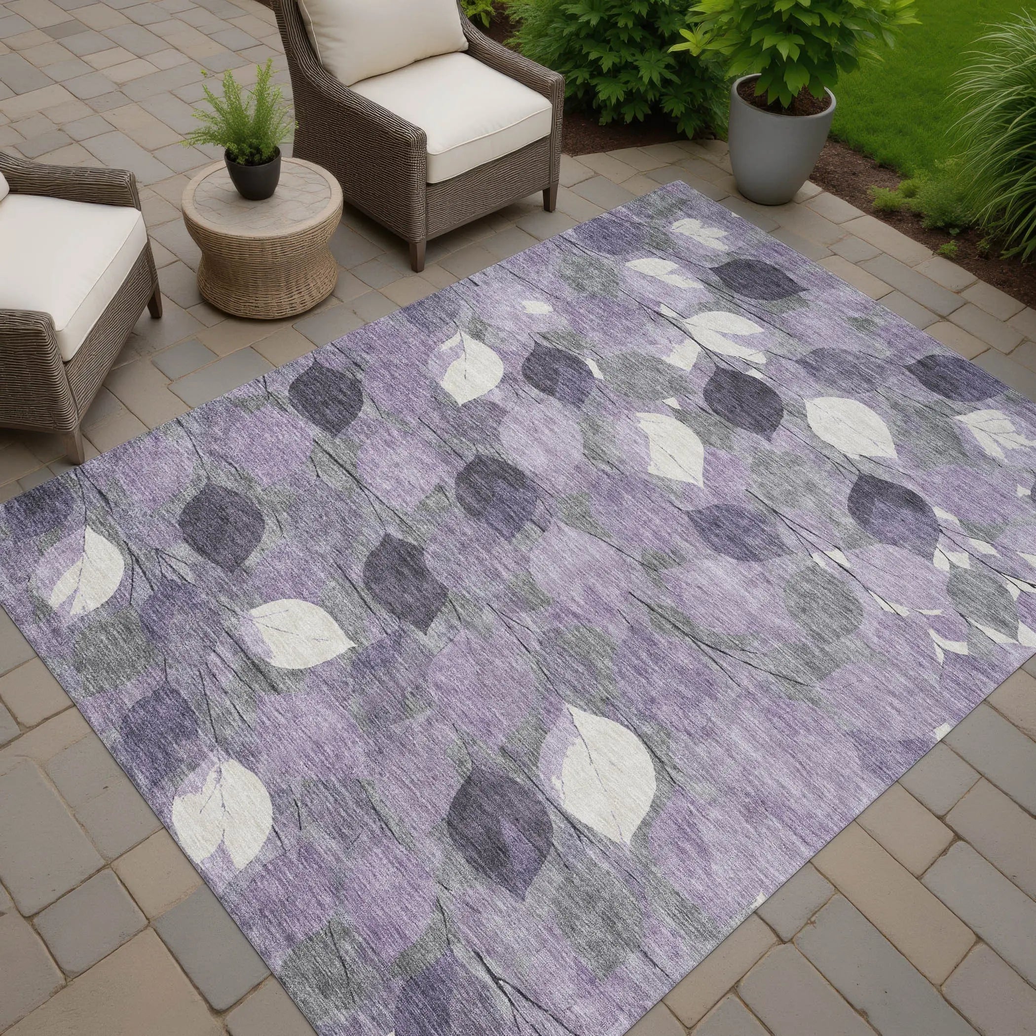 3' X 5' Purple And Lavender Floral Washable Indoor Outdoor Area Rug Homeroots Outdoor