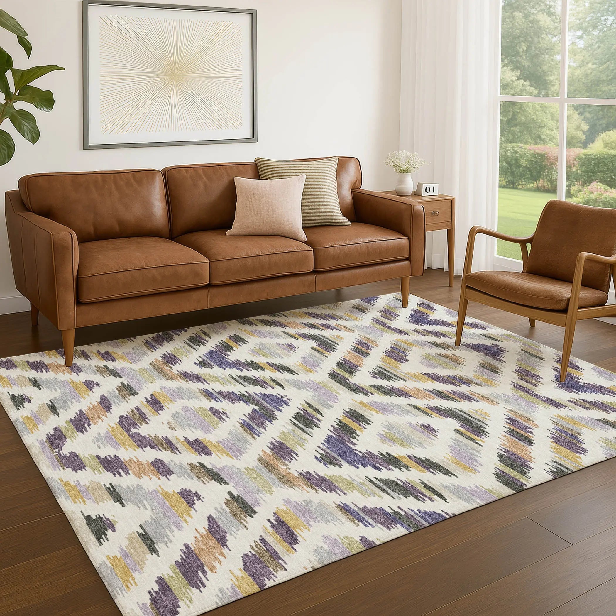 3' X 5' Purple And Lavender Tribal Washable Indoor Outdoor Area Rug Homeroots Outdoor