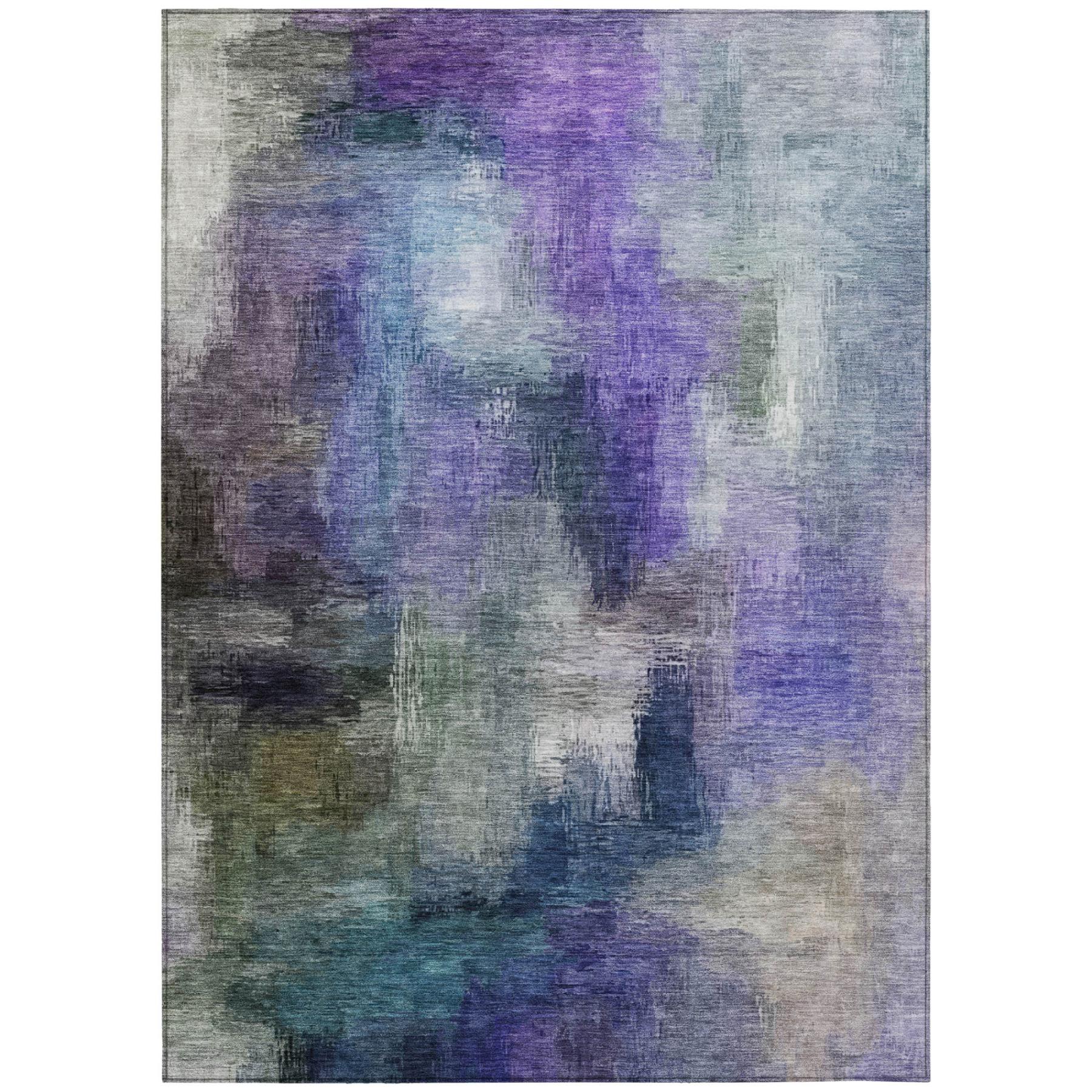 3' X 5' Purple And Pewter Abstract Washable Indoor Outdoor Area Rug Homeroots Outdoor