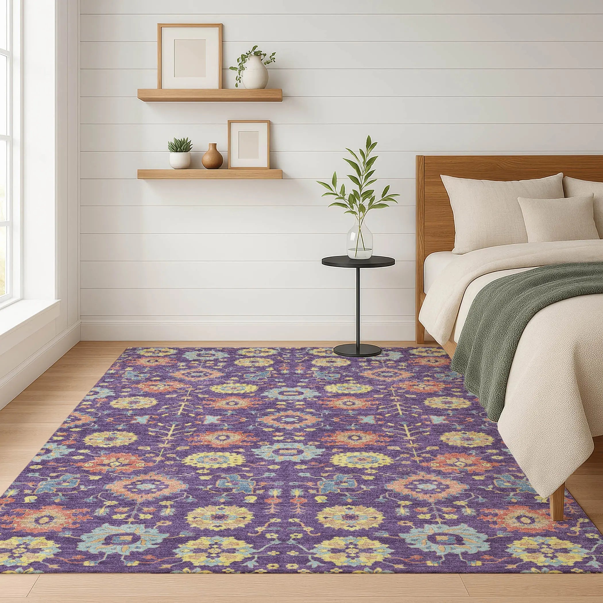 3' X 5' Purple And Plum Geometric Washable Indoor Outdoor Area Rug Homeroots Outdoor