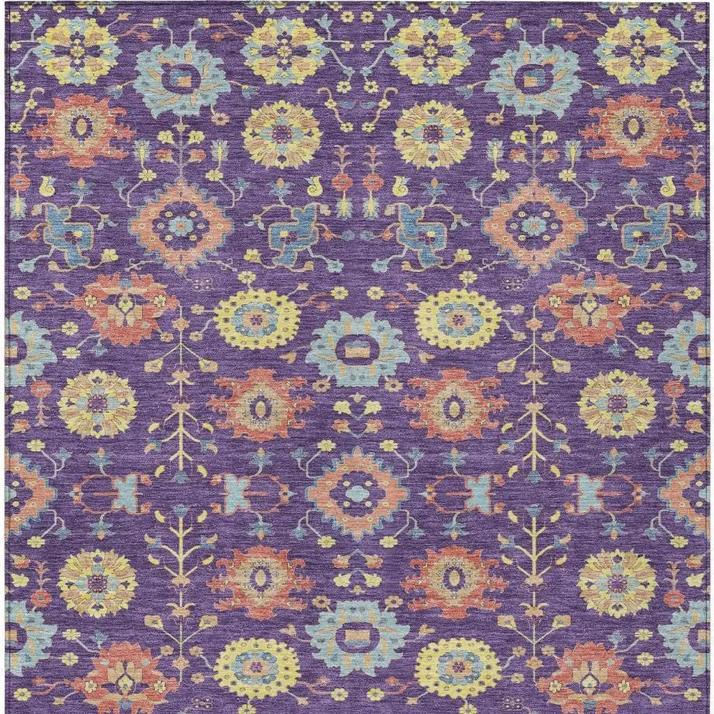 3' X 5' Purple And Plum Geometric Washable Indoor Outdoor Area Rug Homeroots Outdoor