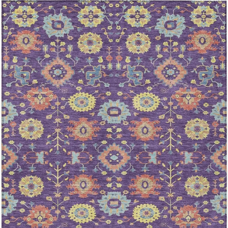 3' X 5' Purple And Plum Geometric Washable Indoor Outdoor Area Rug Homeroots Outdoor
