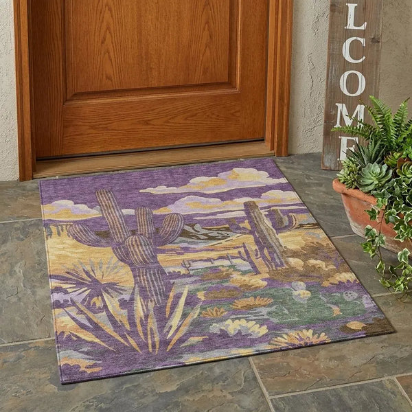 3' X 5' Purple And Plum Trees Washable Indoor Outdoor Area Rug Homeroots Outdoor