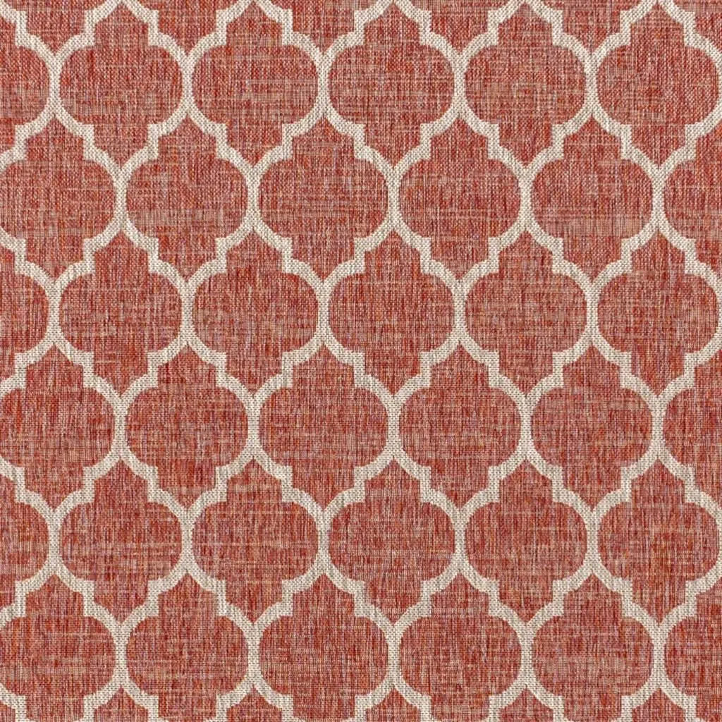 3' X 5' Red And Beige Geometric Indoor Outdoor Area Rug Homeroots Outdoor